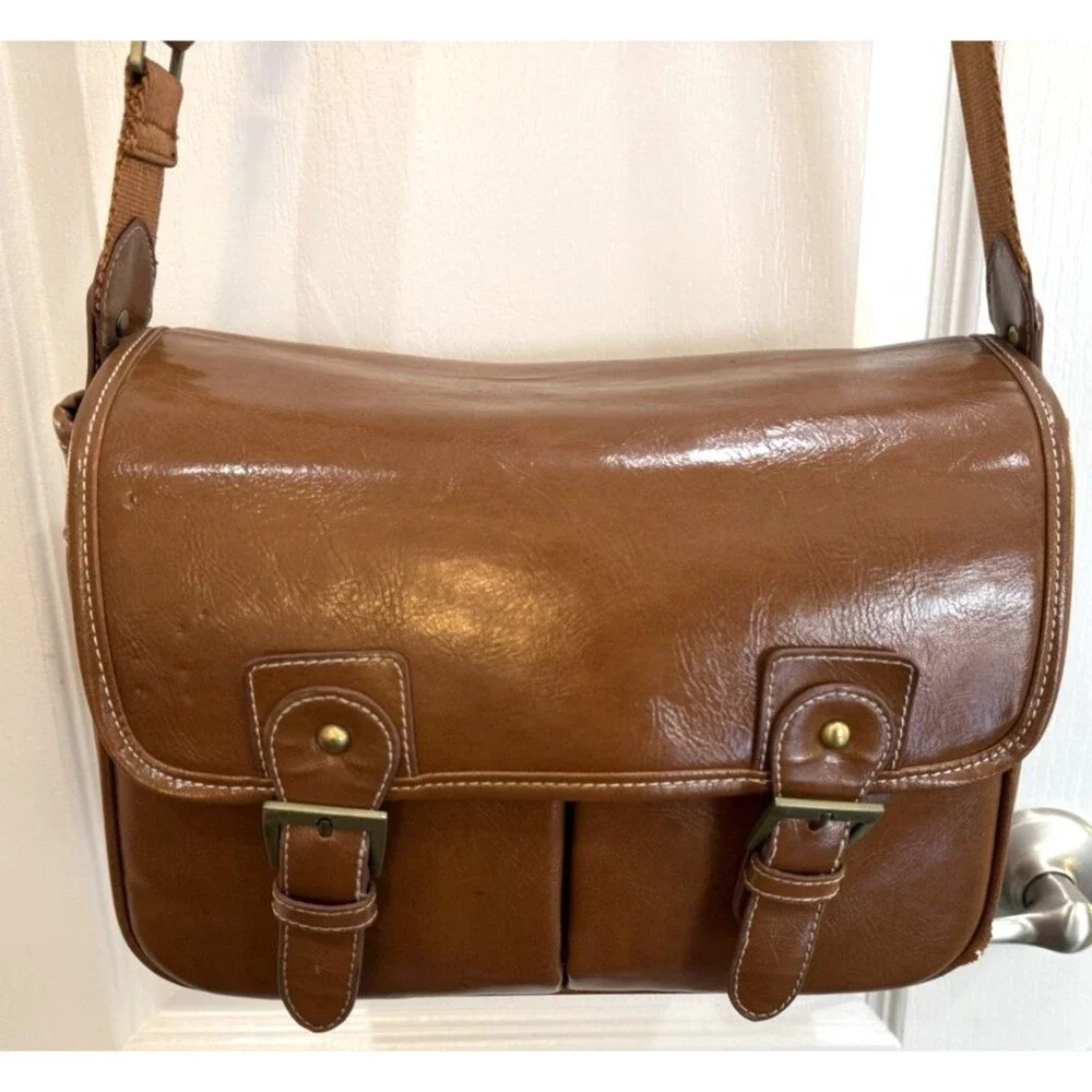 PU Leather Waterproof Vintage DSLR Camera Shoulder Bag Messenger Bag Partition